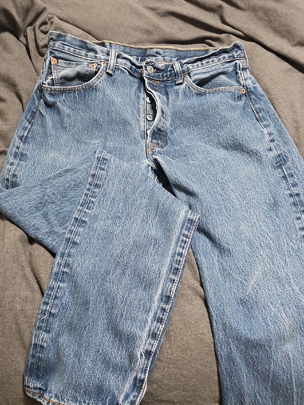 Classic Men's Original Fit Mid Wash Blue Button-Fly Jeans